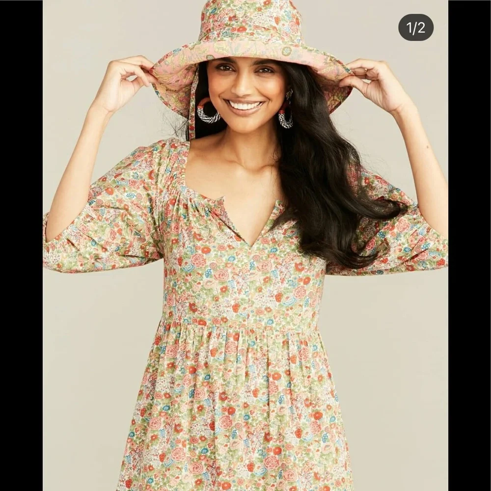 NWT Roller Rabbit Elysian Day Zara Puff Sleeve Poplin Dress - Picture 4 of 14